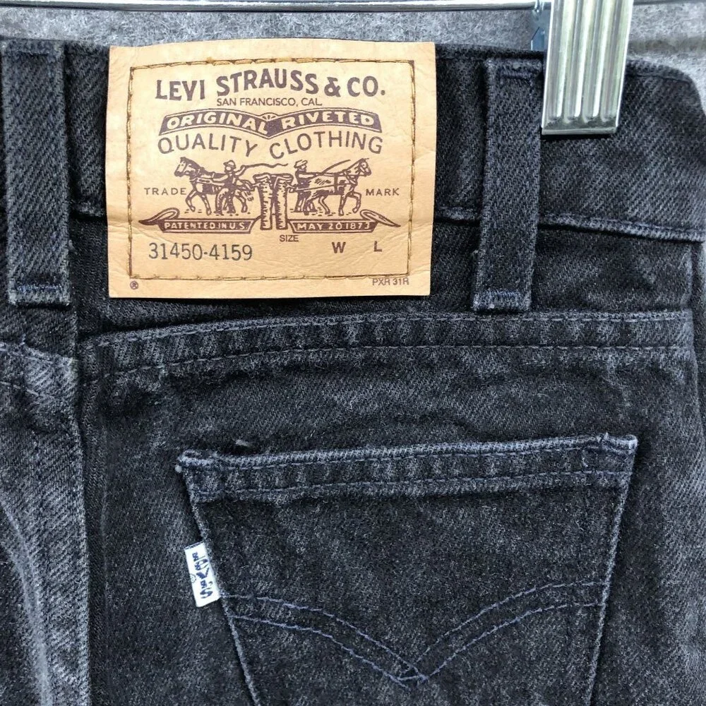 Vintage‎ Levi's Youth Kids Size 8 Slim Black Jeans Straight Stone Wash Rigid